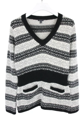 GANT Pull Femmes M Laine Agneau Angora Mélange Col V Tricot Extensible Poche - Photo 1/4