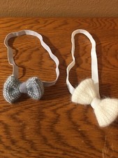 r-Hair Supplies Baby Toddler 2 Knitted Bows Headbands In Multiple Colors.