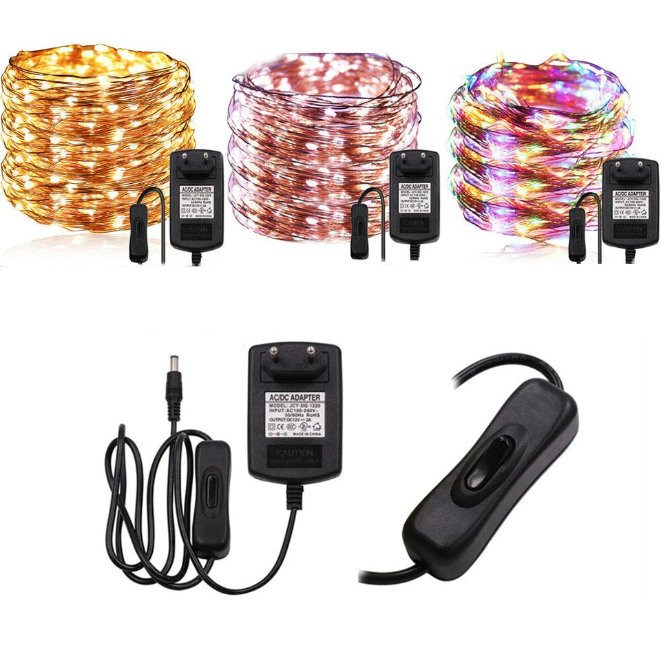 12V LED Lichterkette Kupferdraht Außenbeleuchtung Weihnachten Garten Fee Dekor - Bild 2 von 4