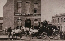 " Stagecoach " Holladay Overland Mail & Express Company c 1870, Horses, Postcard