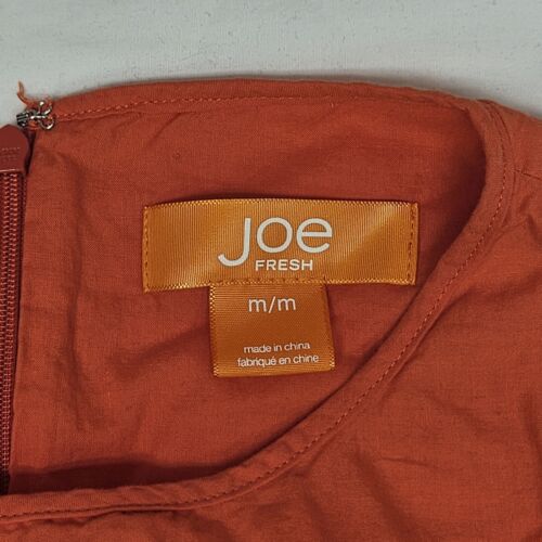 Joe Fresh Womens Dress Orange Peach Sleeveless Size Medium Half Zip Lined Floral - Picture 3 of 10