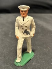 BARCLAY 1930's Dimestore Lead Toy Soldiers RARE B54 Naval Officer TIN HAT Manoil