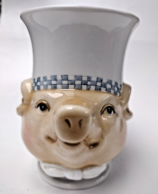 DEPARTMENT 56 JAM BON PORCELAIN CHEF PIG 3D PEDESTAL COFFEE MUG 5''