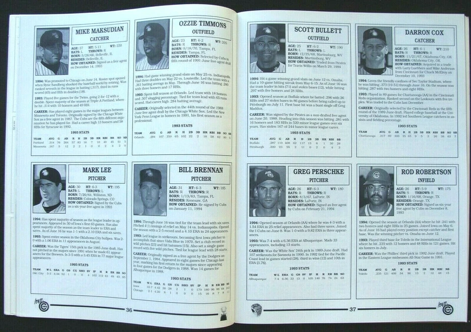 1994 IOWA CUBS 2ND HALF YEARBOOK W/ 9-PLAYER BASEBALL CARD INSERT - Image 4 of 4