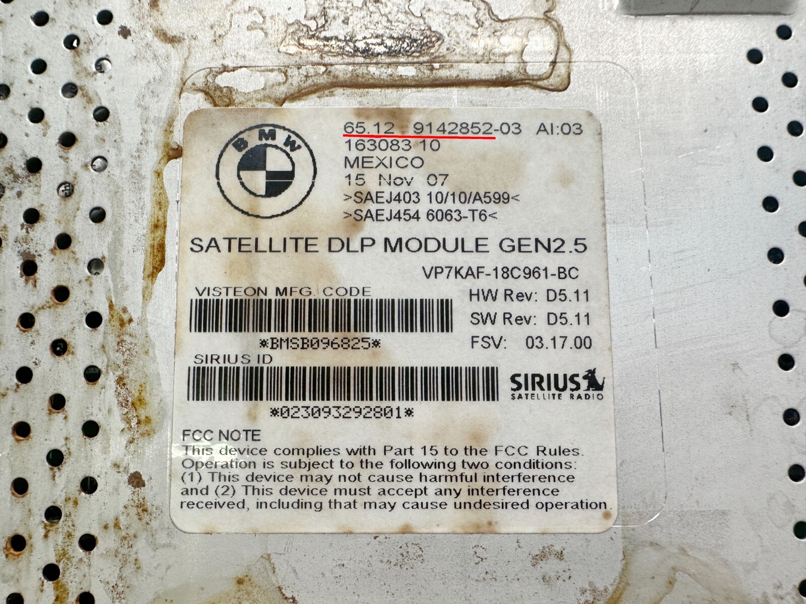 BMW 335xi Sirius Satellite Radio Module 335 335i 65129142852 for  