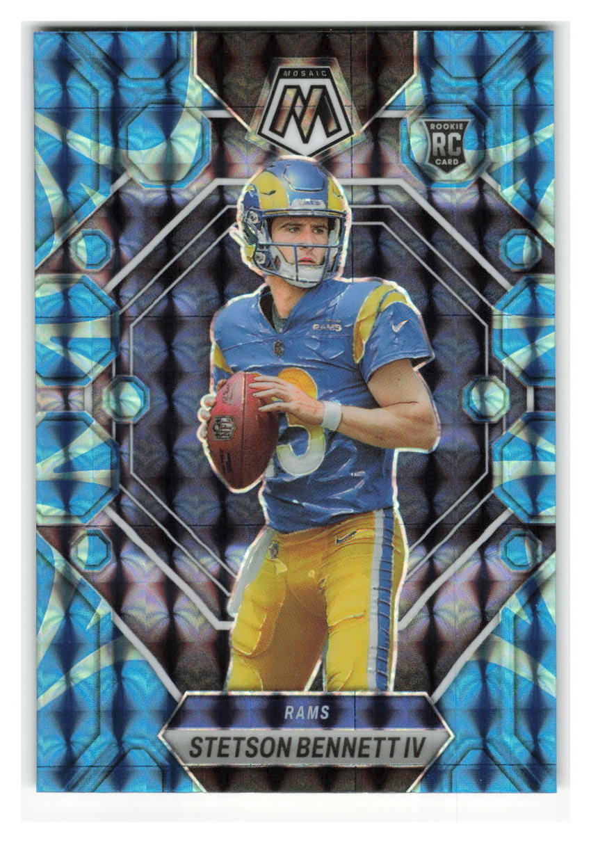 Stetson Bennett IV 2023 Panini Mosaic Reactive Blue RC #362-RAMS