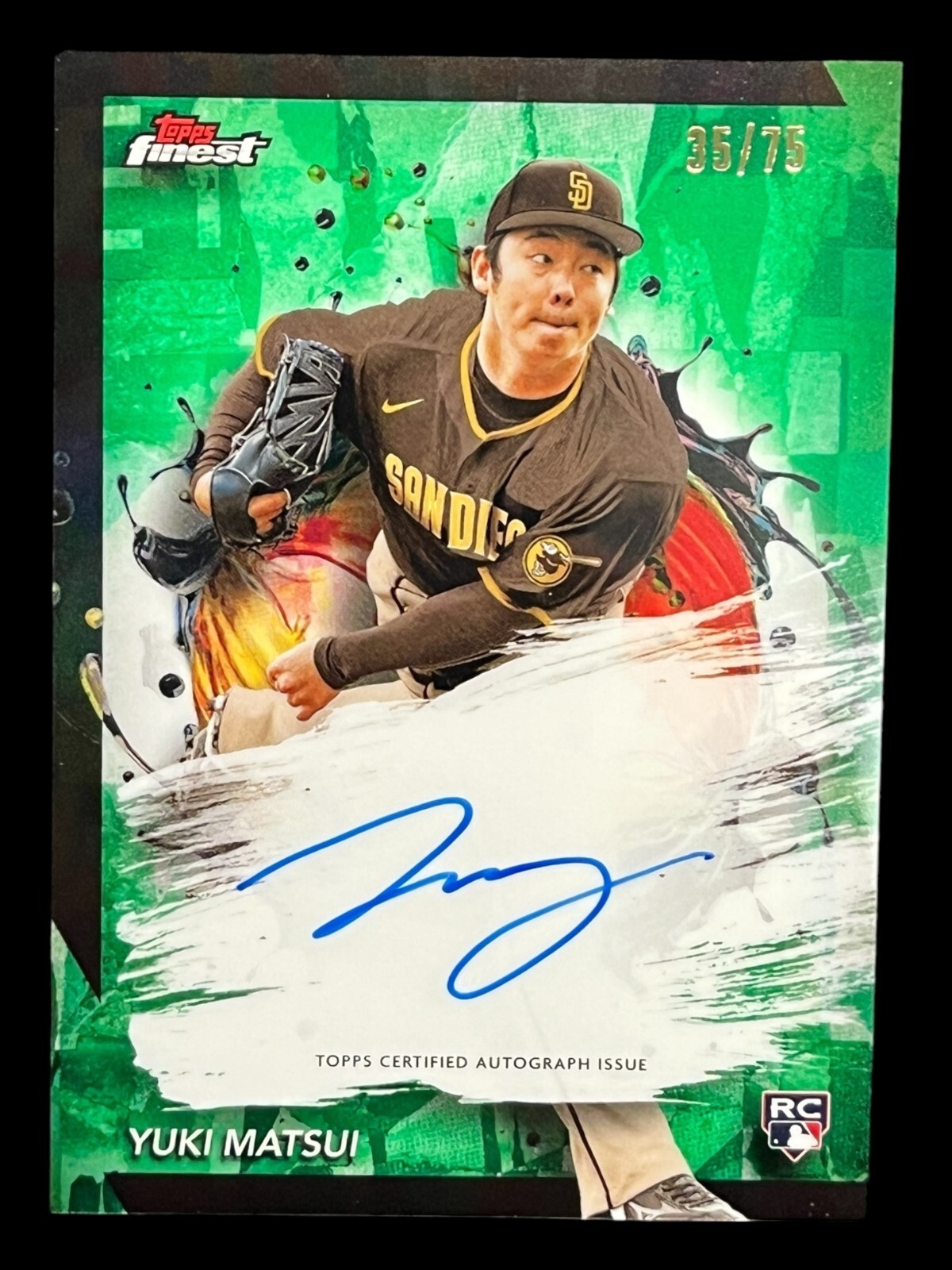 2024 Topps Finest #FA-YM Yuki Matsui **Green Auto /75** Rookie RC San Diego Padr