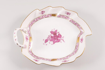 Herend Schale Blattschale Konfektblatt AP 203 Apponyi Apony Purpur 19,5x17cm