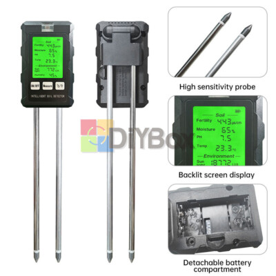 6-in-1 PH Tester Soil Water Moisture Light Test Meter Temp Humidity Test USA