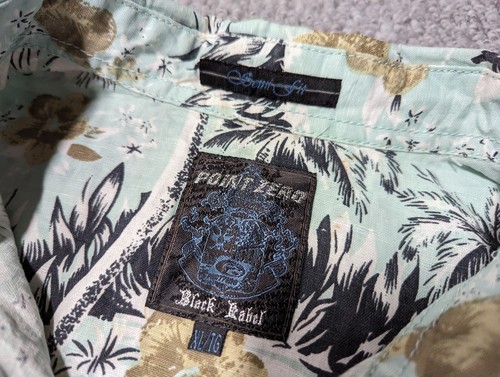 POINT ZERO Black Label Men's Floral Palm Hawaiian Aloha Linen Button Shirt - XL - Picture 10 of 14