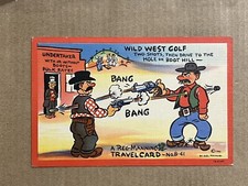 Postcard Reg Manning Wild West Golf Shootout Comic Humor Vintage Travelcard PC