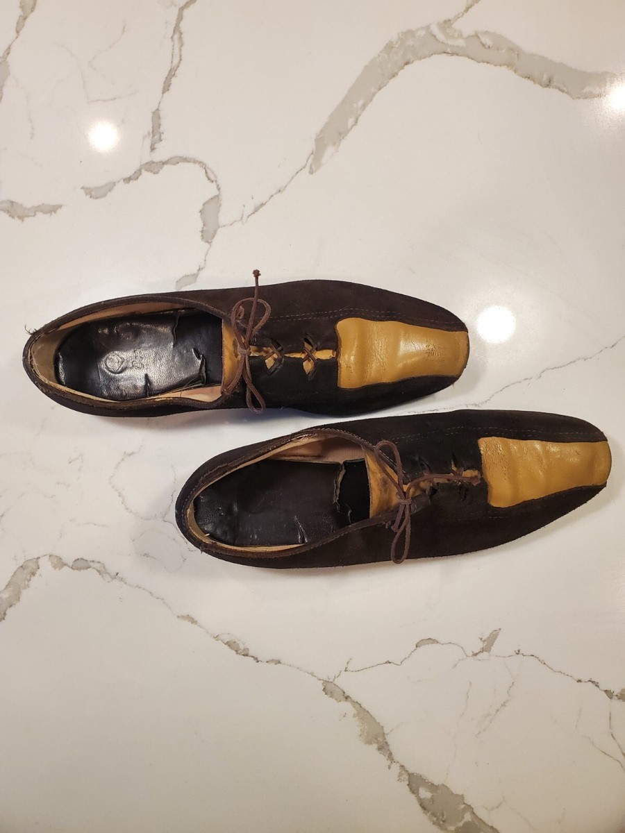 Vintage AMF Bowling Shoes Tan Brown Retro 70s Leather Lace Up —for display Men main image 4