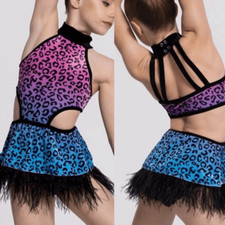 Weissman Elite dance costume animal print feather ombre Whatever I Want 14086 LC