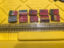 Vintage Flag Ceramic Pottery Tile Set Toy Game Made in Japan