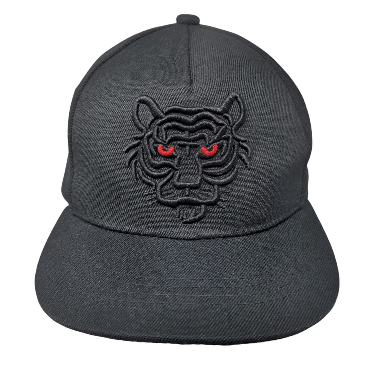 Black Tiger Snapback Hat Black One Size Embroidered Adjustable Red
