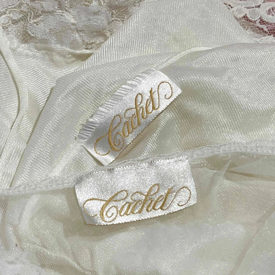 Conjunto de roupão e camisola vintage anos 60 Hollywood nupcial nylon transparente chiffon peignoir - Imagem 3 de 4