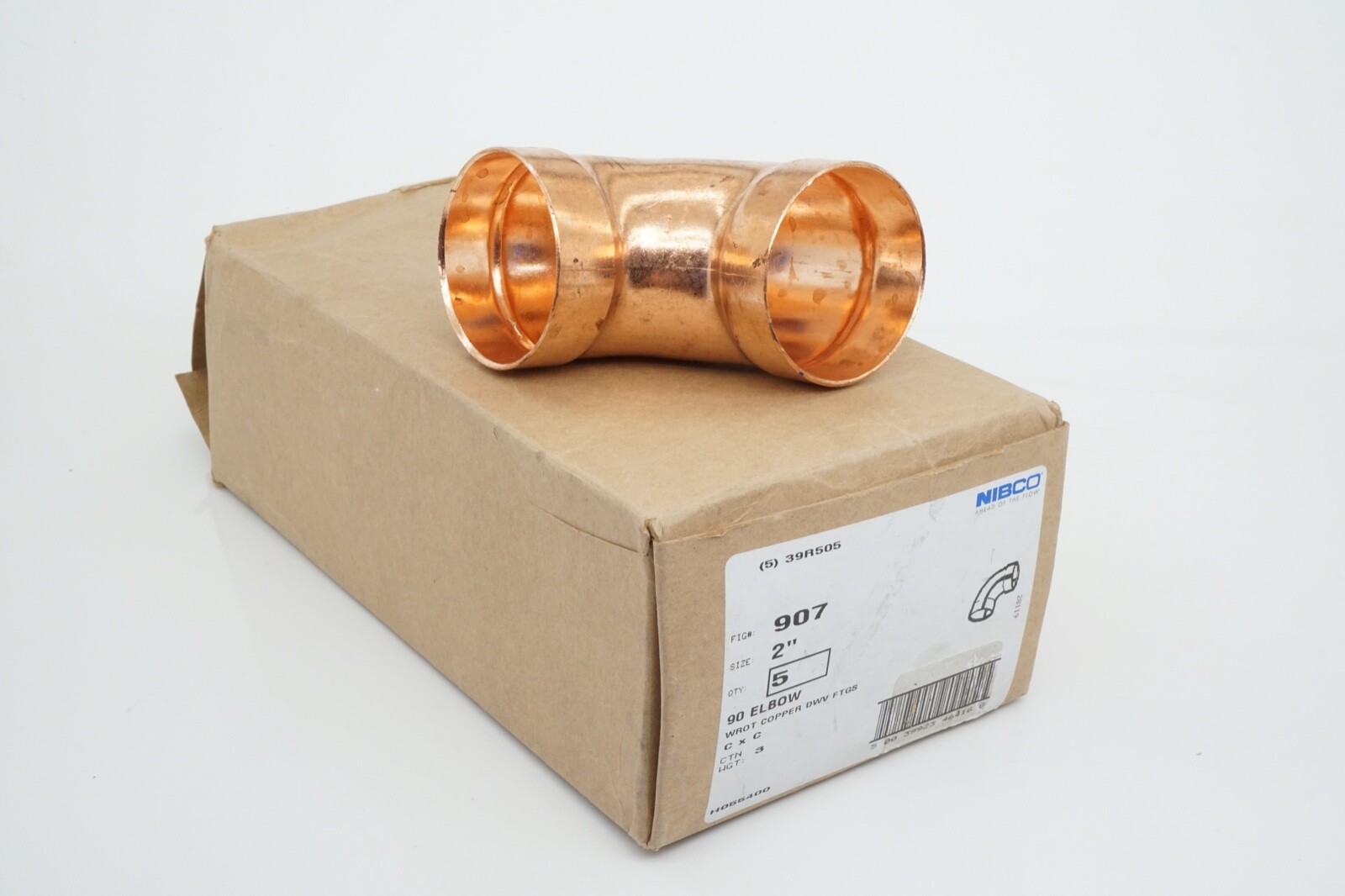 Box of (5) Genuine NIBCO 90° Elbow 907 2 Wrot Copper 2" C x C 39R505 Ships FREE