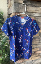 NWT Dr. Seuss The Cat In The Hat Women's Scrub Top fun sz xxs navy gift kids