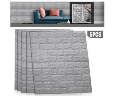 3D Fliesen Wandaufkleber selbstklebend wasserdicht Schaumstoffplatte (grau) / 70x77cm / 5 Stück
