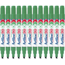 NEW 12x Artline 90 Permanent Marker Chisel Tip 2-5mm Green Box BULK