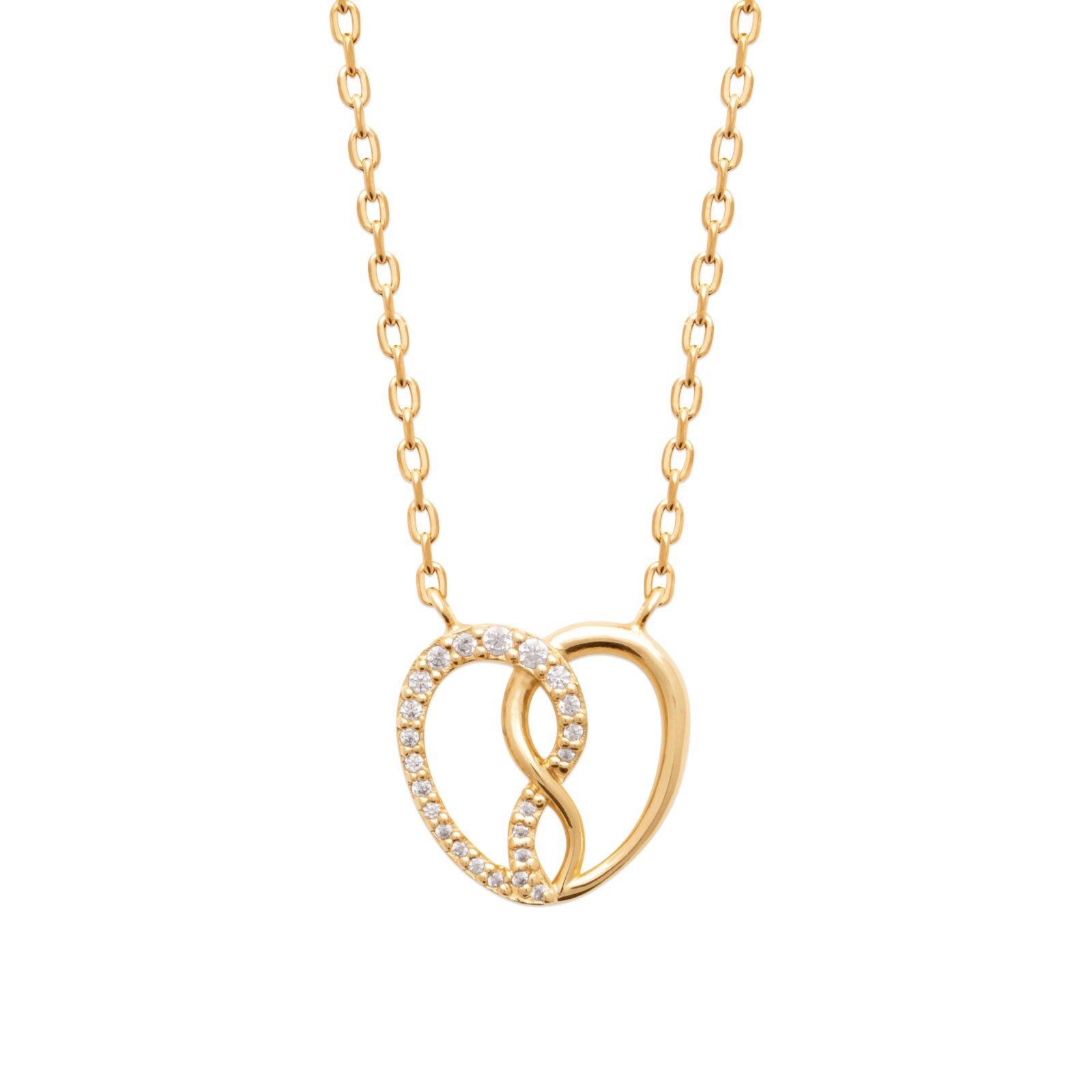 Collier Chaine en Plaqué Or 18k Pendentif Coeur Infini Oxydes de Zirconium Finition Joaillerie
