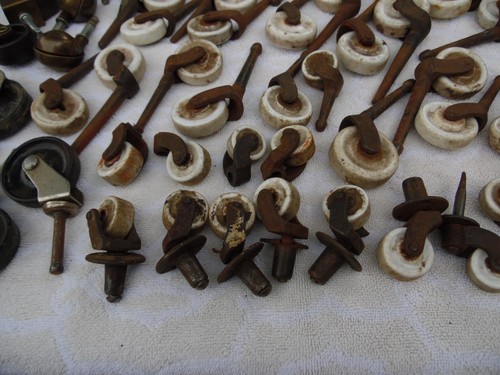 Lot of Vintage Antique Wheels Casters Furniture Table Chair Dresser Porcelain - Picture 13 of 16