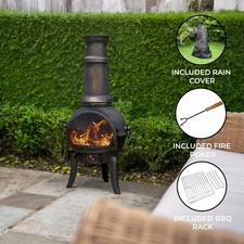 Chimenea Outdoor Patio Heater Cast Iron Garden Fire Pit Burner for Wood Logs