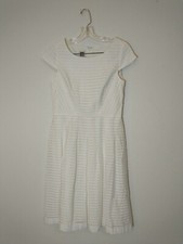 Anne Klein Short Cap Sleeve White Fully Lined Midi Dress Womens Size 6 A Line 