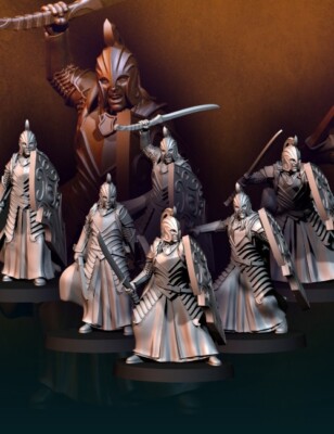 6x Bloody Elf with Sword&Shield - Davale Games  Herr der Ringe - Tabletop - 28mm