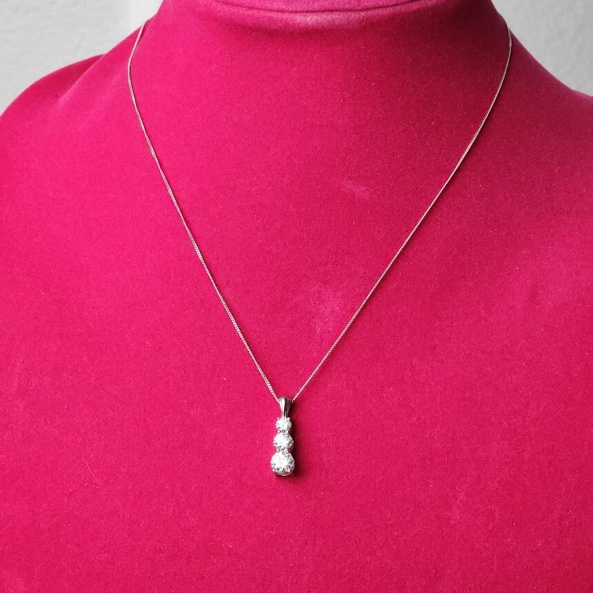 Cadena con 2 Colgantes de Diamantes Swarovski Circonitas 925 J. Francis 18" Foto 2 de 4