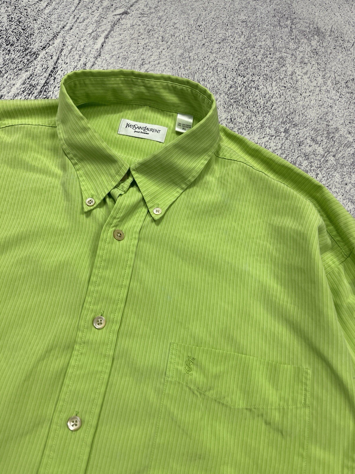 Camicia uomo vintage anni 90 Yves Saint Laurent tasca logo bottoni taglia XL