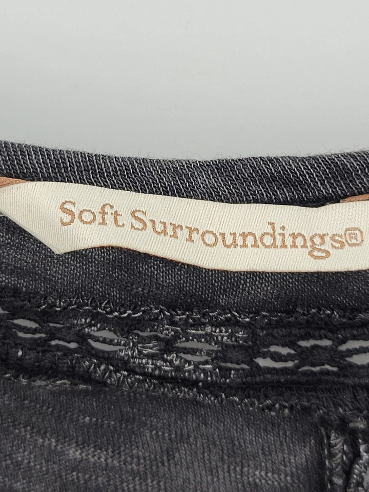 Top Boho Artístico Bordado Negro Desteñido Medio Para Mujer Soft Surroundings Foto 3 de 4