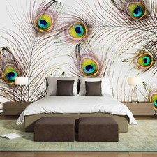 Vlies Fototapete Wandtapete Wandbilder Wanddekoration Pfau Blumen Motiv 1712