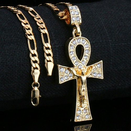 GOLD PLATED JESUS EGYPTIAN ANKH CROSS 