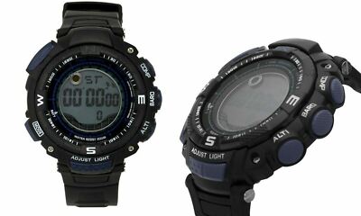 NEW Geneva Platinum 4561 Men's MARATHON Blue Accent Black Silicone Digital Watch