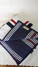 POTTERY BARN Kids Harper White Red Navy Ribbon Quilt BLANKET 100 