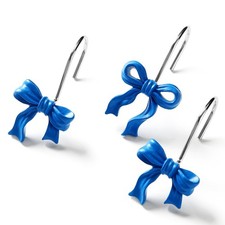 12 PCS Cute Navy Bow Shower Curtain Hooks Metal Rustproof Rings Bathroom