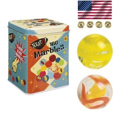 Neato Classics 160 Glass Marbles in Colorful Tin Box - Timeless Fun for Kids