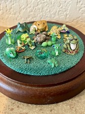 18 pièces minuscules grenouilles collection maison de poupée miniatures fée jardin verre VINTAGE crapaud