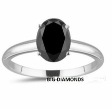 0.50 Cts Sparkling Oval Shape Solitaire Black Diamond Ring 14K Gold