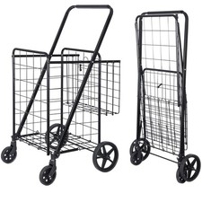 SUPER OFERTA Carrito de Compras Plegable con Ruedas y 24.4" x 41.1" x 24.7", Negro