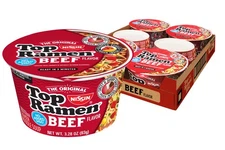 Top Ramen Bowl Ramen Noodle Soup, Beef, 3.28 Ounce (Pack of 6)