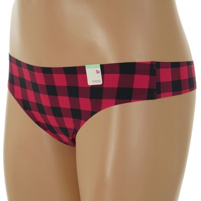 SO Junior's SIZE 7-9 MEDIUM Red & Black BUFFALO CHECK THONG Panties #SO60001