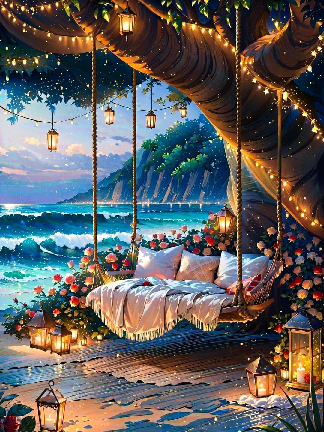 GEEHEIY Beach Diamond Art Kits Adults, Landscape 5D Diamond Painting Kit for Adu