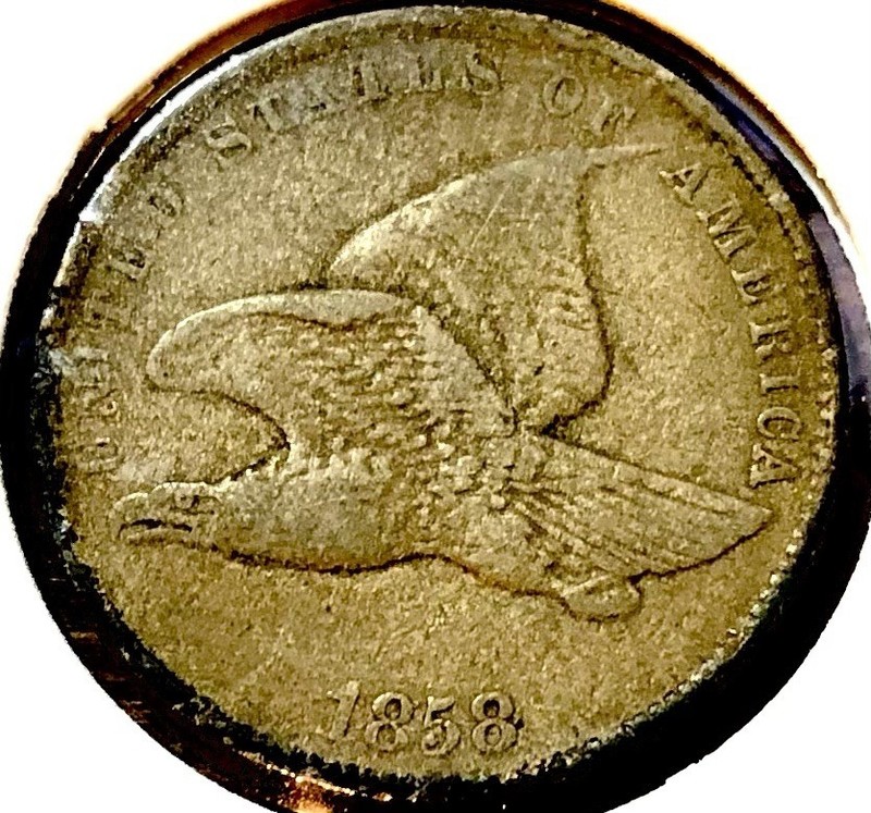 1858 Large Letters Flying Eagle Cent Penny
