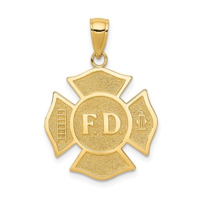 10k Gelbgold Feuerwehr Anhänger Malteserkreuz FD Leiter Hydrant Emblem Herren
