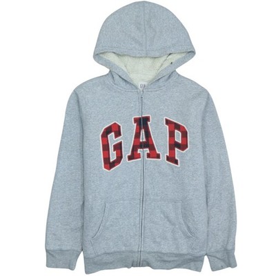 GAP Kinder Jungen grau Full Zip Hoodie Sherpa gefüttert XXL - warm Freizeit Sweatshirt