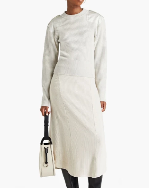 Falda midi jersey acanalado Rag & Bone color natural talla M Foto 4 de 4