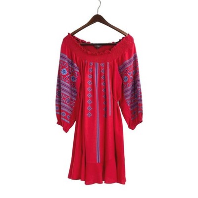 Anthropologie Ranna Gill S Womens Off-The-Shoulder Embroidered Mini Dress  Boho | eBay