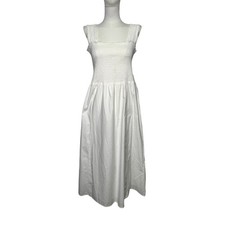 Reformation Women's Villa Smocked Stretch Cotton Sundress Size X-Large White 